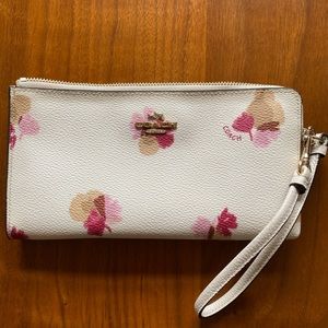 White Coach wristlet wallet with cherry blossoms